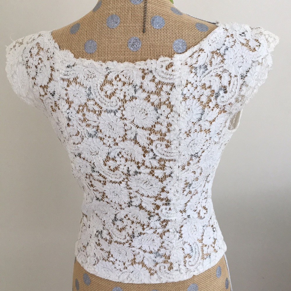 White lace blouse. Drop shoulder style. Vintage - Picture 2 of 10